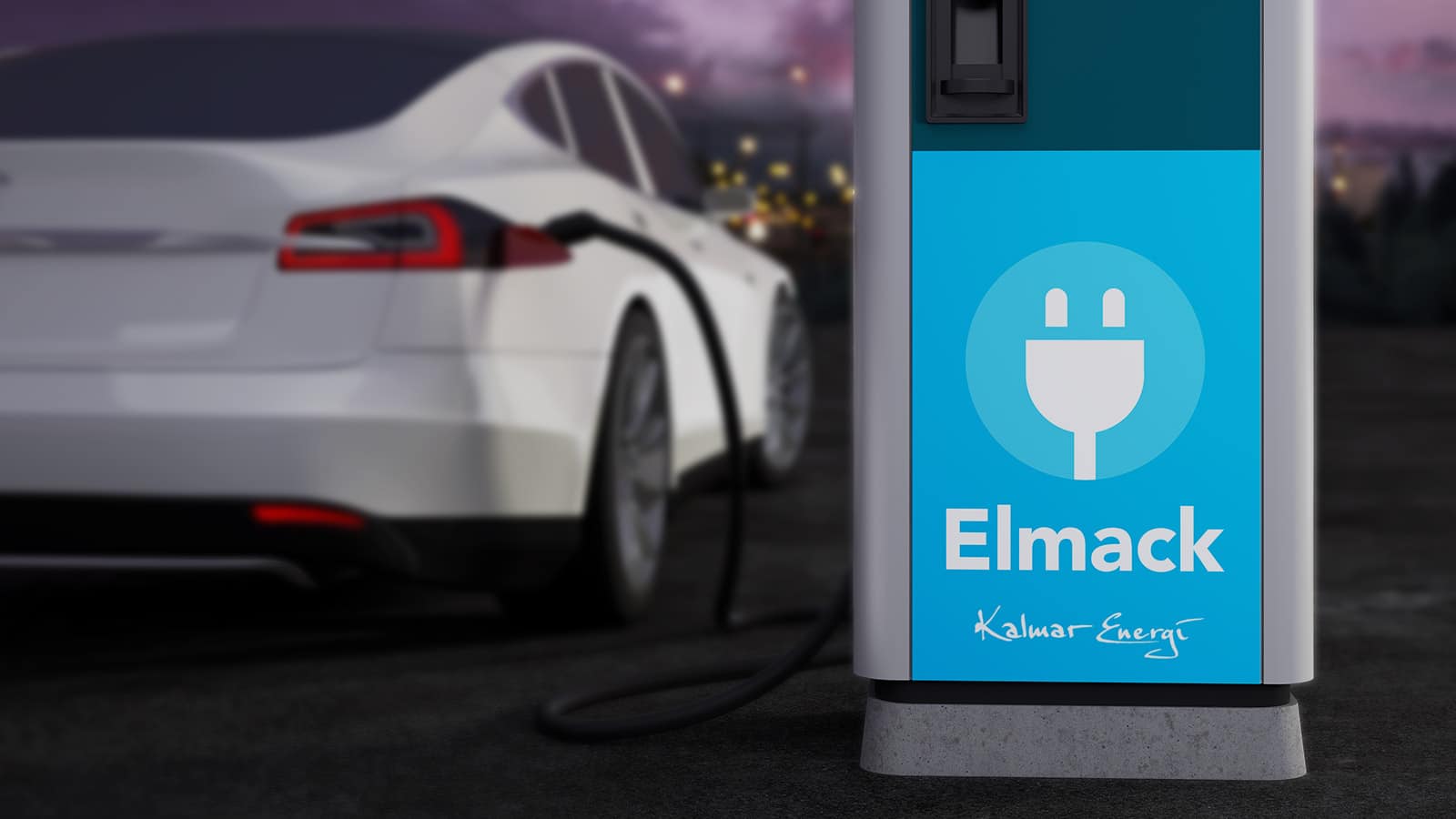 Elbil som laddas på Elmack