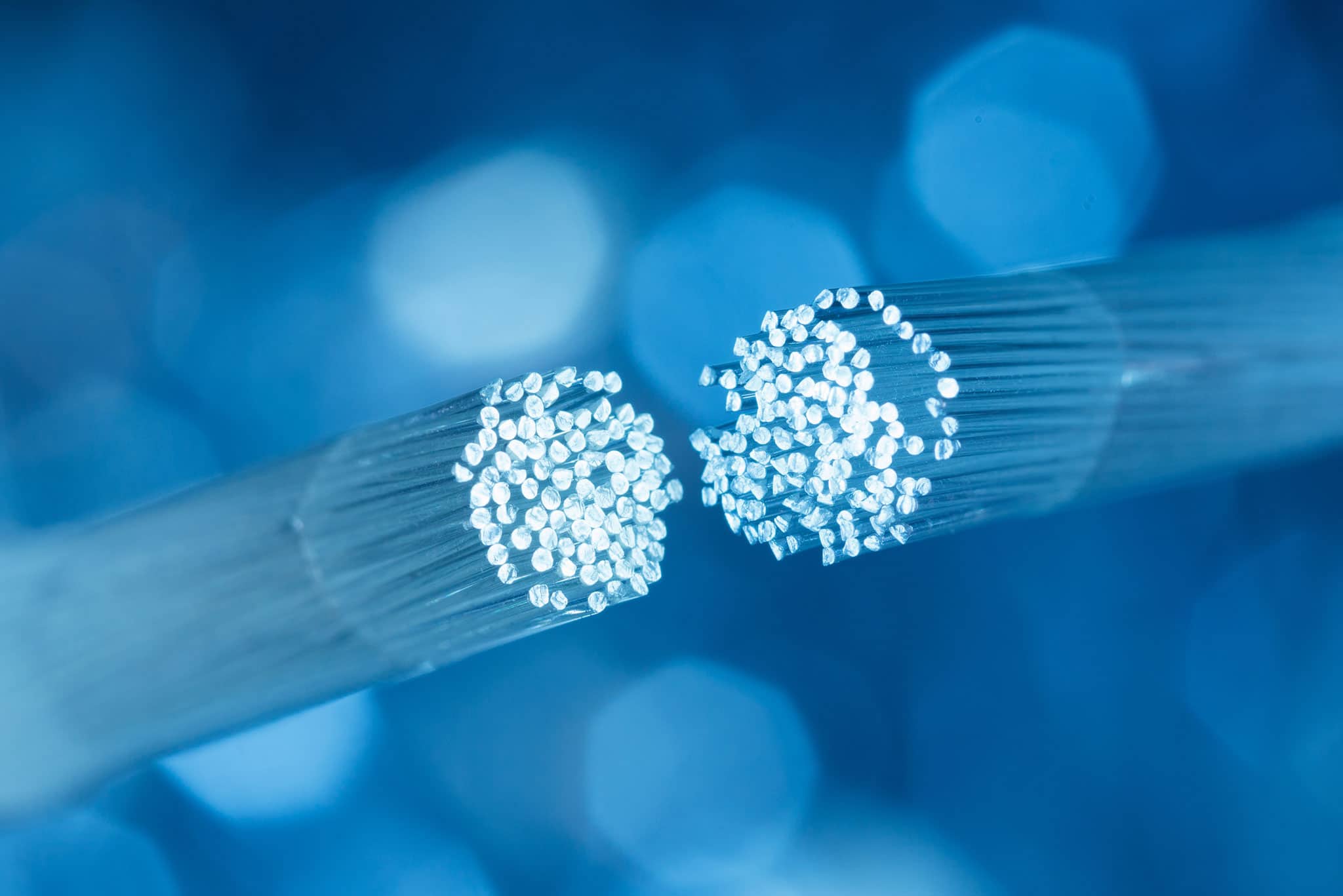Dekorativ bild på fiberkabel i genomskärning