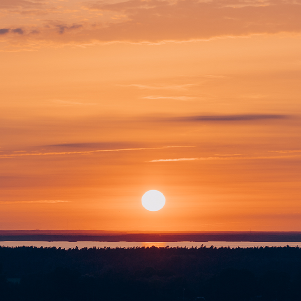 Solnedgång över Kalmar och Kalmarsund.