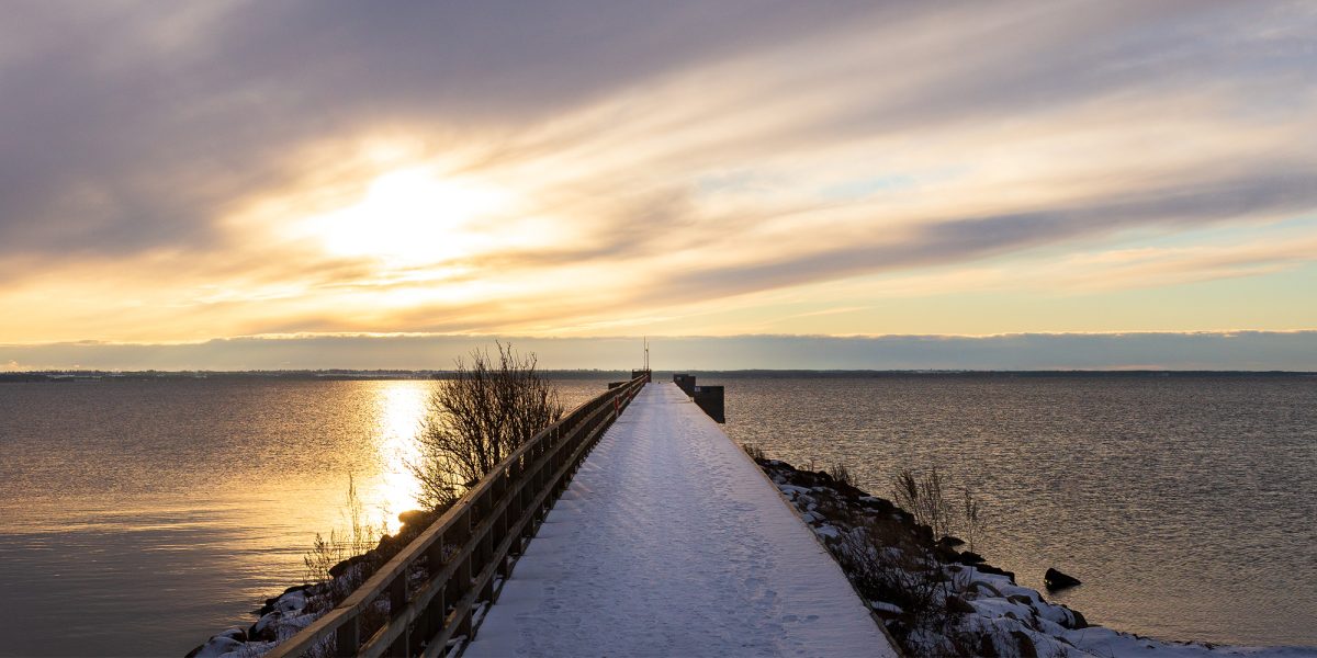 Badbryggan i Kalmarsundsparken på vintern