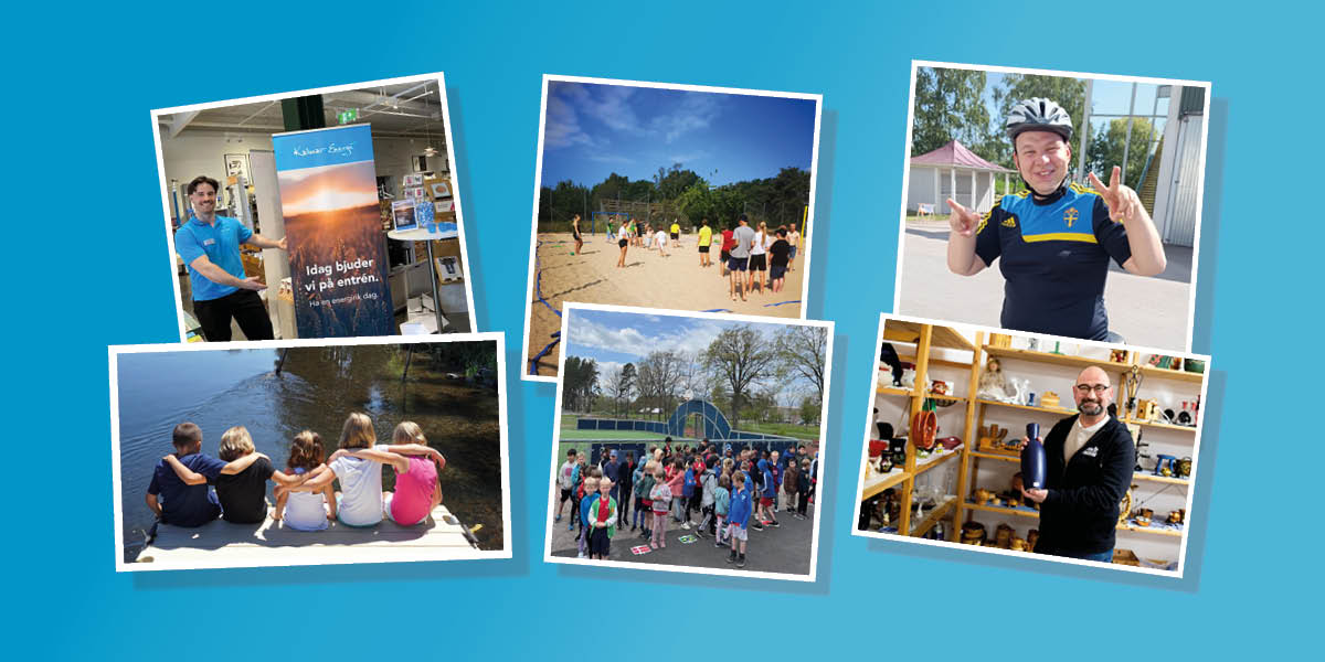 Ett kollage med bilder från olika samhällsengagemang som Kalmar Energi har stöttat under 2025.