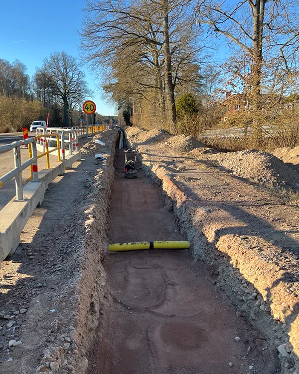 Fjärrvärmearbete i Rinkabyholm som förberedelse för Södra staden.